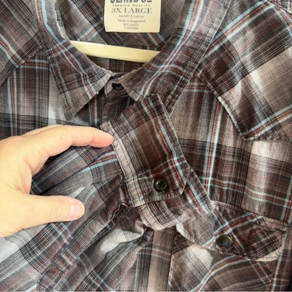 Wrangler Jeans Co Snap Front Men Size 3XL Gray Plaid Long Sleeve western shirt - Picture 8 of 8